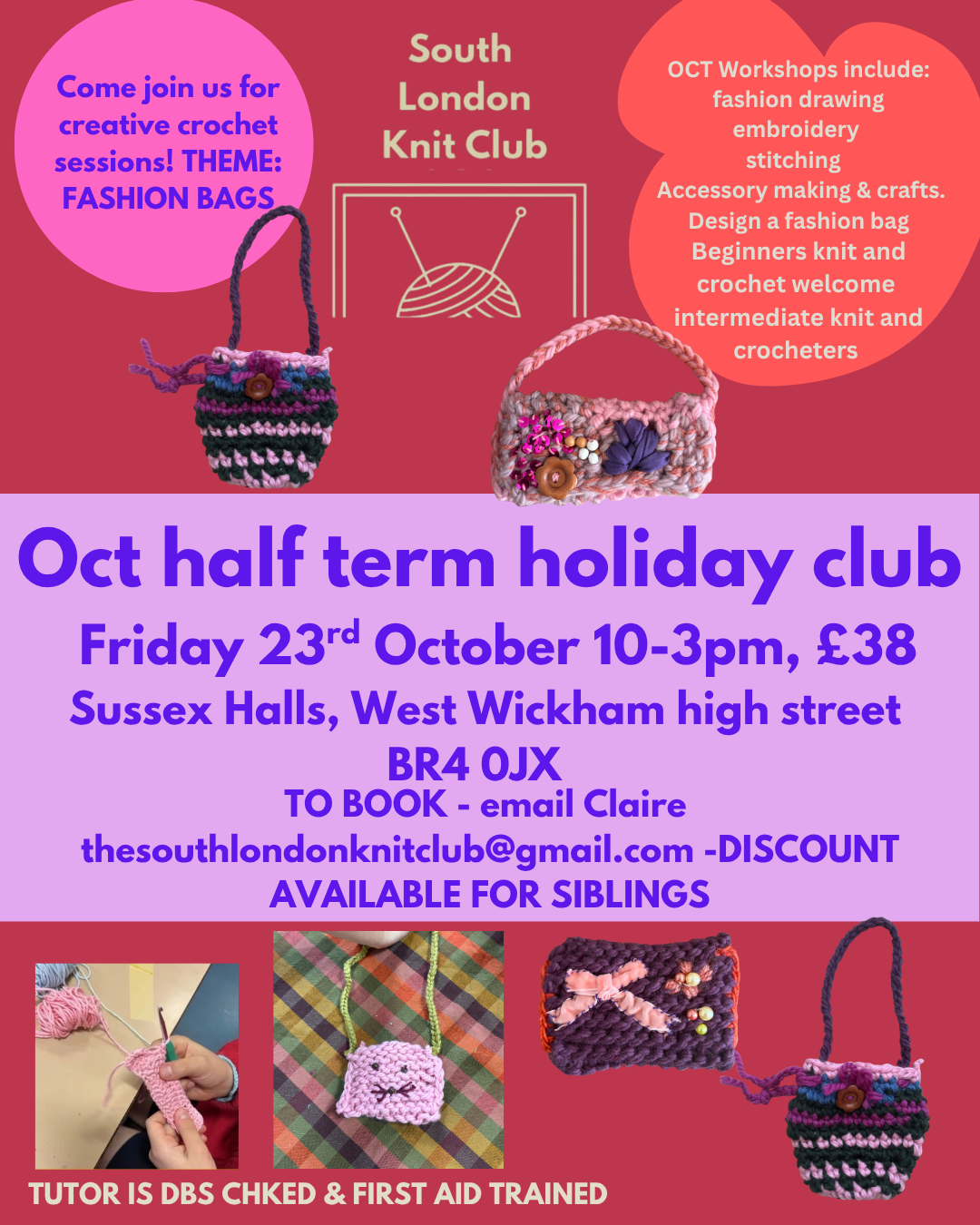 OCTOBER HALF TERM Holiday Club Friday 23rd October - 5-11yrs - Sussex Halls 10-3pm
